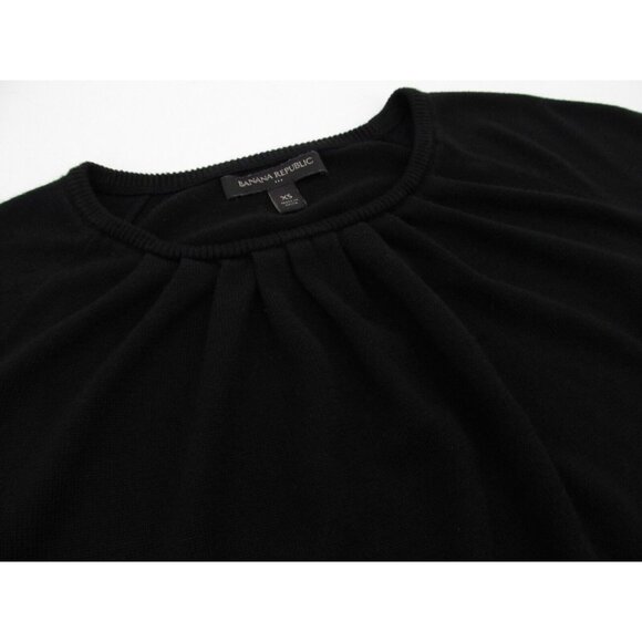 Banana Republic Sweater Womens XS Black Pleated Neckline 3/4 Sleeve Pullover - Picture 4 of 10